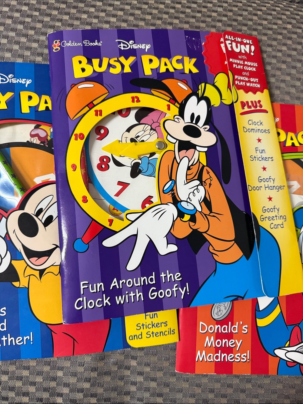Vintage Disney Set of 3 Busy Pack Activity Books - Goofy, Mickey and Donald Duck